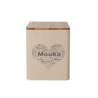 Obrázek k výrobku 3653 - Doza plech/dřevo Mouka Srdce 11,5x11,5x14