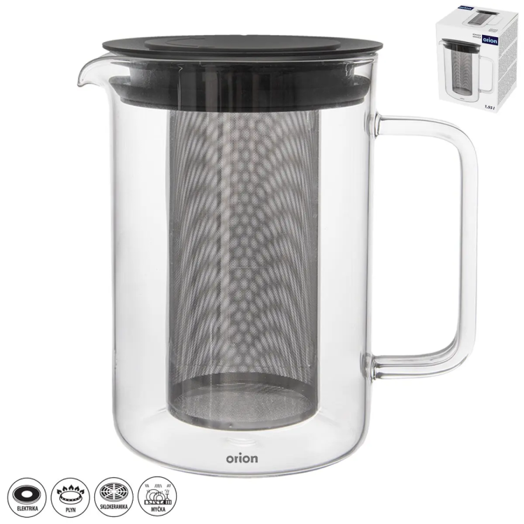 Obrázek k výrobku 4634 - Konvice borosil. sklo/UH+filtr nerez 1,55 l