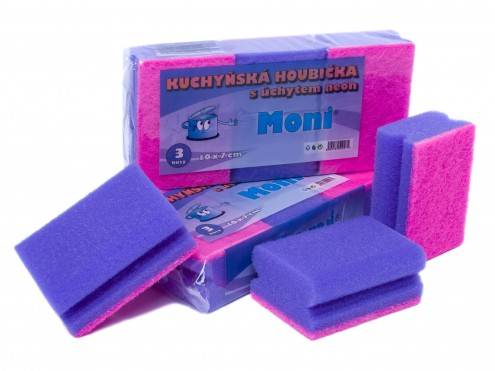 Obrázek k výrobku 3693 - Kuchyňská houbička s úchytem NEON 3ks