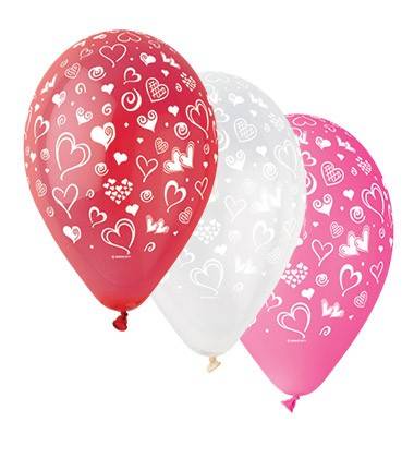 Obrázek k výrobku 3932 - Nafukovací balónek ,, bílá srdíčka,, L (5ks)