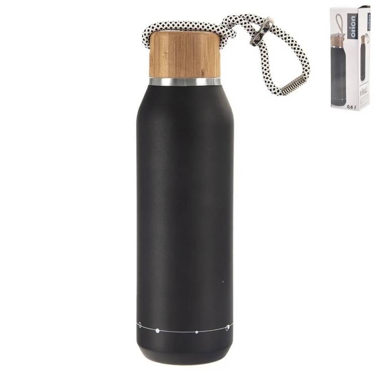 Obrázek k výrobku 3176 - Termoláhev nerez/bambus 0,6 l černá