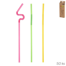 Obrázek k výrobku 2531 - Brčko UH nápoj.opak.použ. 50 ks 24 cm s dlouhým kloubem mix